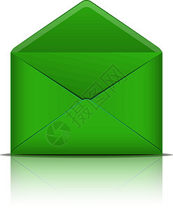 孤立在白色背景上的绿色打开的信封图片