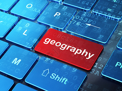 计算机键盘背景上的教育概念地理图片