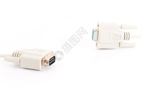 VGA 白色背景的 VGA 输入电缆连接器中心模拟硬件金属技术打印机监视器插头电脑界面图片