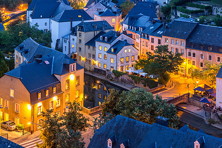 卢森堡市之夜教会天空联盟圆顶地面旅游反射历史性建筑学大教堂图片