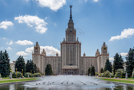 莫斯科国立大学七姐妹建筑大学建筑学池塘外观城市教育喷泉图片
