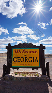 欢迎来到乔治亚州的概念成功问候语蓝色旅行插图天空国家广告牌邀请函旅游图片