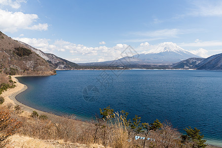 藤山海浪反射蓝天岩石爬坡顶峰天空蓝色波纹建筑物图片