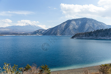 Motosu湖与藤山图片