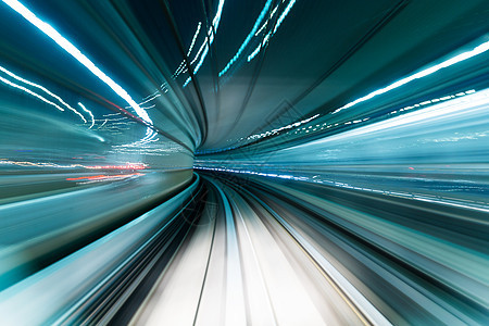 电车在隧道内移动的模样模糊运动速度视角曲线景观建筑学建筑技术单轨蓝色图片