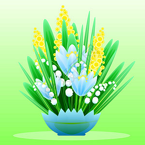 精致的春天森林花束为您的设计 花卉背景 韦克托边界植物公园插图植物群草地园艺生长叶子蓝色图片