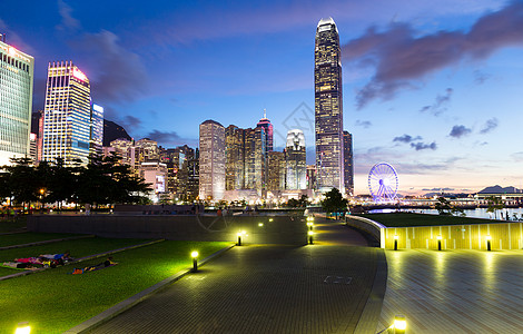 香港日落中心广场河岸展览城市景观建筑海岸线收藏天空图片