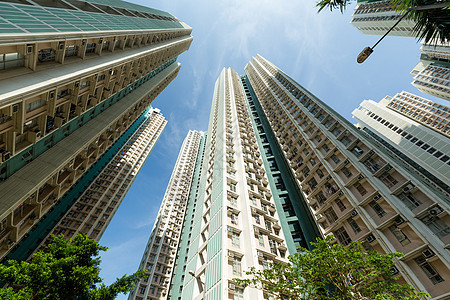 香港的住宅楼以低角度形成图片