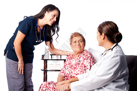 老年病人 医生和护士咨询收容所白色女士疾病女性医疗保险医疗安慰图片