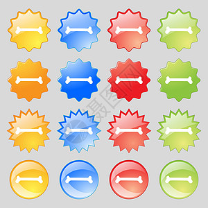 狗骨图标符号 大套16个彩色现代按钮 用于设计 矢量图片