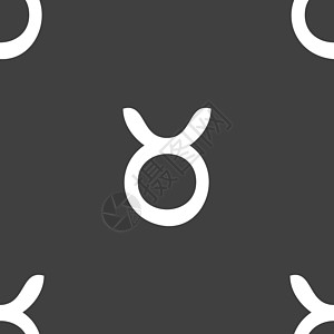 金牛座标志 灰色背景上的无缝模式 韦克托八字牛角界面圆圈黄道部门力量喇叭插图艺术图片