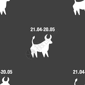 金牛座标志 灰色背景上的无缝模式 韦克托标签日历奶牛插图天文学动物部门艺术卡通片网络图片