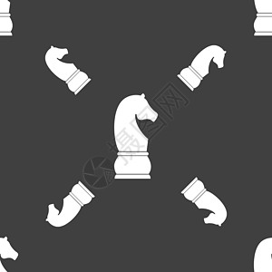 国际象棋骑士图标 符号 灰色背景上的无缝模式 韦克托闲暇玩具挑战艺术标识运动时间领导者竞赛鬃毛图片