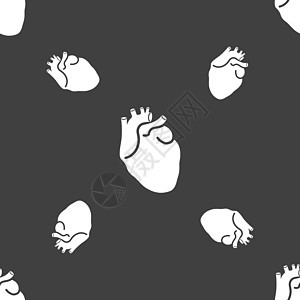 人类的心脏标志 灰色背景上的无缝模式 韦克托生物学动脉心血管病人器官药品静脉身体生活科学图片