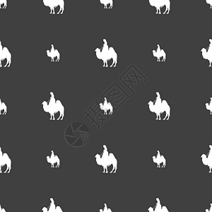 骆驼标志 灰色背景上的无缝模式 韦克托大篷车冒险荒野艺术气候运输哺乳动物卡通片插图旅行图片