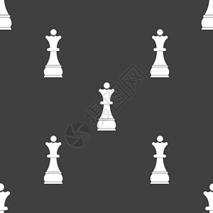 国际象棋皇后标志 灰色背景上的无缝模式 韦克托标识数字艺术活动运动卡通片闲暇战略技术插图图片