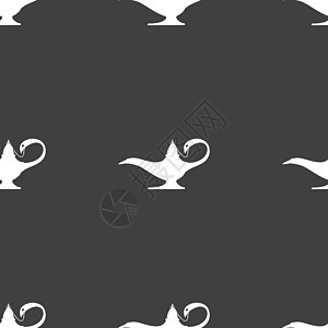 阿拉丁灯精灵标志 灰色背景上的无缝模式 韦克托故事插图艺术欲望古董技术精灵瓶子神话运气图片