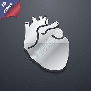 人类心脏图标符号 3D 风格 Trendy 具有文本空间的现代设计图片