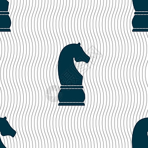 国际象棋骑士图标 符号 具有几何纹理的无缝模式 韦克托速度插图闲暇木板游戏时间棋盘锦标赛动物艺术图片