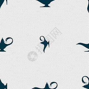 阿拉丁灯精灵标志 具有几何纹理的无缝模式 韦克托传奇瓶子魔法神话精灵文化模版运气插图艺术图片