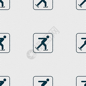 滑冰标志 具有几何纹理的无缝模式 韦克托赛跑者女性参与者乐趣闲暇溜冰者小路娱乐艺术草图图片