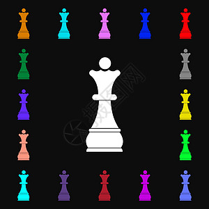 国际象棋皇后图标标志 您设计的很多彩色符号 韦克托图片