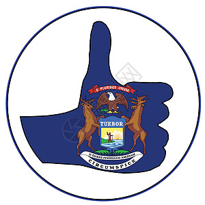 密歇根州上游的缩略图徽章艺术艺术品旗帜手势按钮插图绘画拇指手指图片