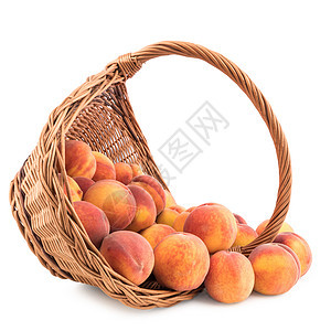 堆满的新鲜桃子 在白色背景上被隔离矿物质植物食物红色季节黄色橙子维生素饮食水果图片