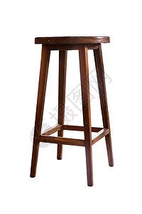 在白色背景上孤立的木凳家具地面房间木头凳子棕色椅子讯问房子座位图片