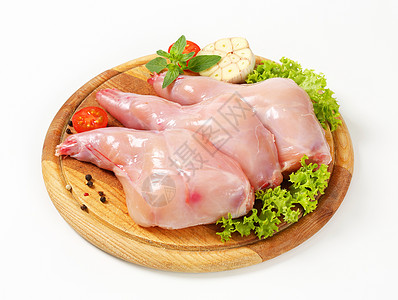 原生兔肉砧板游戏野兔食物香料食材蔬菜胡椒兔肉食品图片