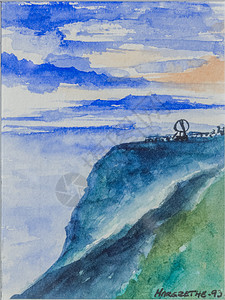 北角是挪威北部马格里亚岛北部海岸的一个海角 画成水彩画图片
