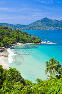 泰国海拉姆辛格海滩 位于普吉唱歌旅行海岸线气候海景海浪海洋蓝色乐趣反射背景