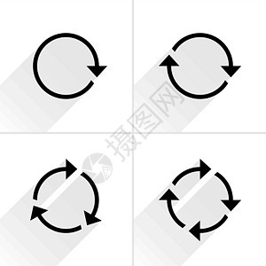 黑色箭头控制图标环形光标旋转路标白色象形用户倒带图片