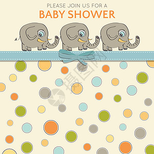 带小象的精致婴儿淋浴卡图片