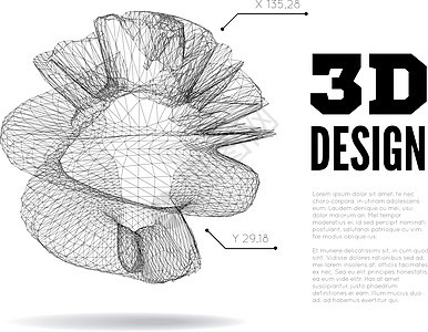 3D 抽象设计三角形金属白色工作室网络网格技术多边形数据插图图片