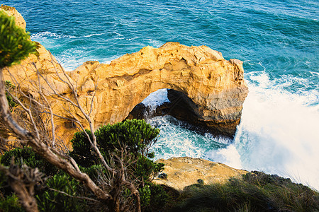 坎贝尔港国家公园的拱门蓝色海岸游客岩石风景悬崖编队沿海假期支撑图片
