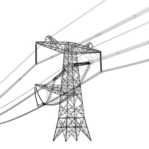 高压电力线的轮廓 它制作图案矢量插图电气绝缘体基础设施网络危险黑色工程电压力量图片