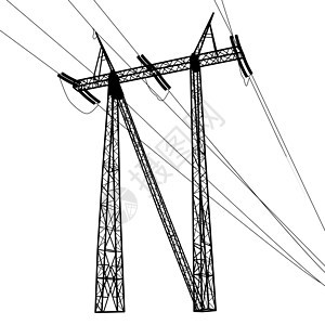 高压电力线的轮廓 矢量插图电源线电压网络电气力量变压器建造技术基础设施工程图片