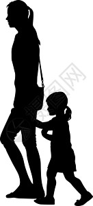 白色背景上的黑色剪影家庭 矢量插图父母儿子幸福草地女孩母亲喜悦夫妻男性女士图片