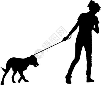 人和狗的剪影 矢量图宠物成人收藏女士斗牛犬猎人猎犬黑色爪子小狗图片