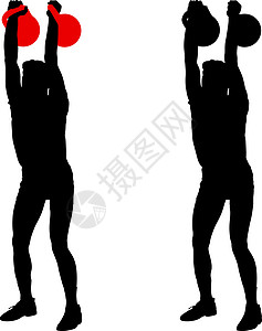 拿着壶铃的剪影肌肉男 矢量图肌肉成人举重胸部男人健美健身房男性力量训练图片