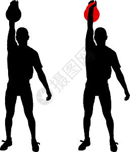 拿着壶铃的剪影肌肉男 矢量图身体运动健美运动员肌肉男性健身房男人力量成人图片
