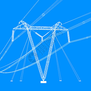 高压电力线的轮廓 矢量图电气工程建造插图活力技术变压器电缆基础设施力量图片