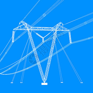 高压电力线的轮廓 矢量图电气工程建造插图活力技术变压器电缆基础设施力量图片
