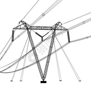 高压电力线的轮廓 矢量图电压电缆工程力量电气活力变压器黑色工业电源线图片