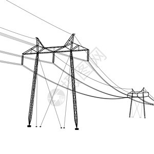 高压电力线的轮廓 矢量图电气工业绝缘体黑色力量电源线金属危险技术工程图片