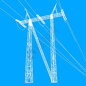 高压电力线的轮廓 矢量插图活力金属工程接线技术网络黑色基础设施电缆危险图片
