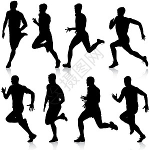 套剪影 短跑运动员 矢量图冠军女士行动游戏竞技跑步成人身体男性男人图片