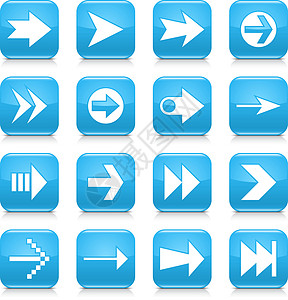 蓝色箭头标志圆角方形图标 web butto象形圆形指针导航正方形三角形下载控制板电影控制图片