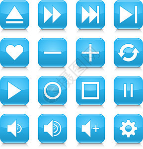 蓝媒体符号四舍五入方形图标网络按钮图片